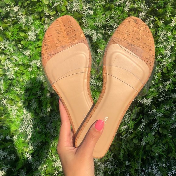 Shoes - Summer Cork Clear Slip On Sandals
